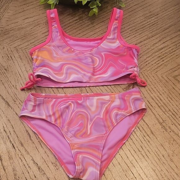 Pink Swirl Kids Bikini Swim Set Size 10 - Picture 7 of 7